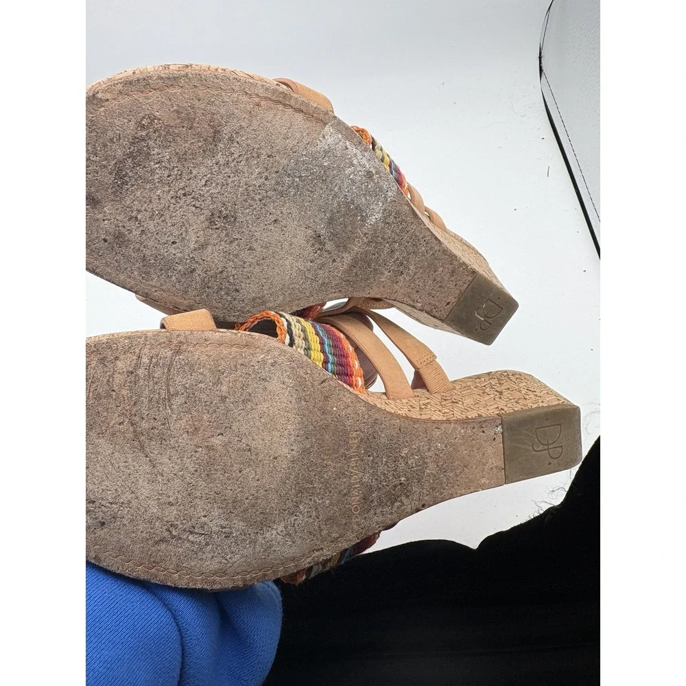 Donald J Pliner Shoes Womens Size 7.5 Brown Suede Strappy Wedge Slide Sandals